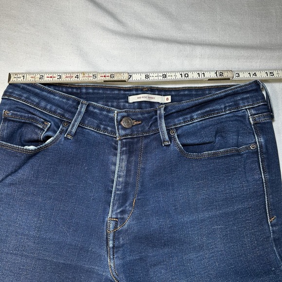 Levi Strauss Skinny Stretch Jeans Womens 8 Blue Denim Mid Rise Zip Fly‎ - Picture 9 of 11